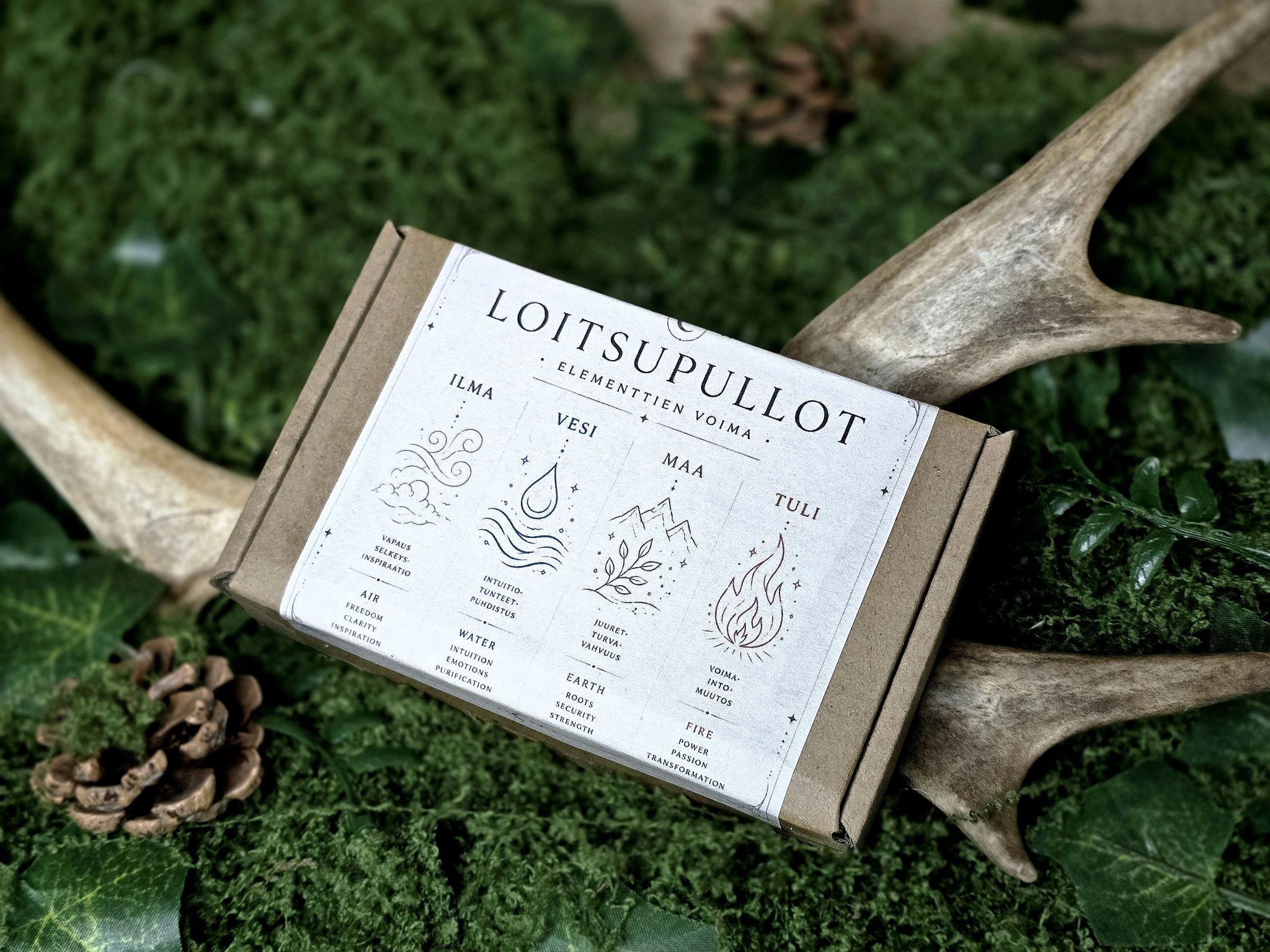 Elementti loitsupullot pakkaus.