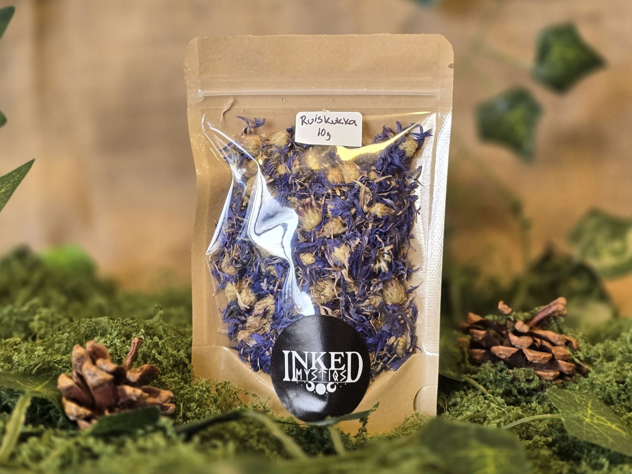Kuivattu ruiskukka 10g pussissa.